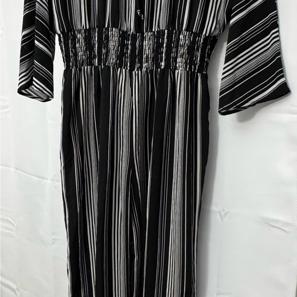 Elegant Black and White Striped Dress